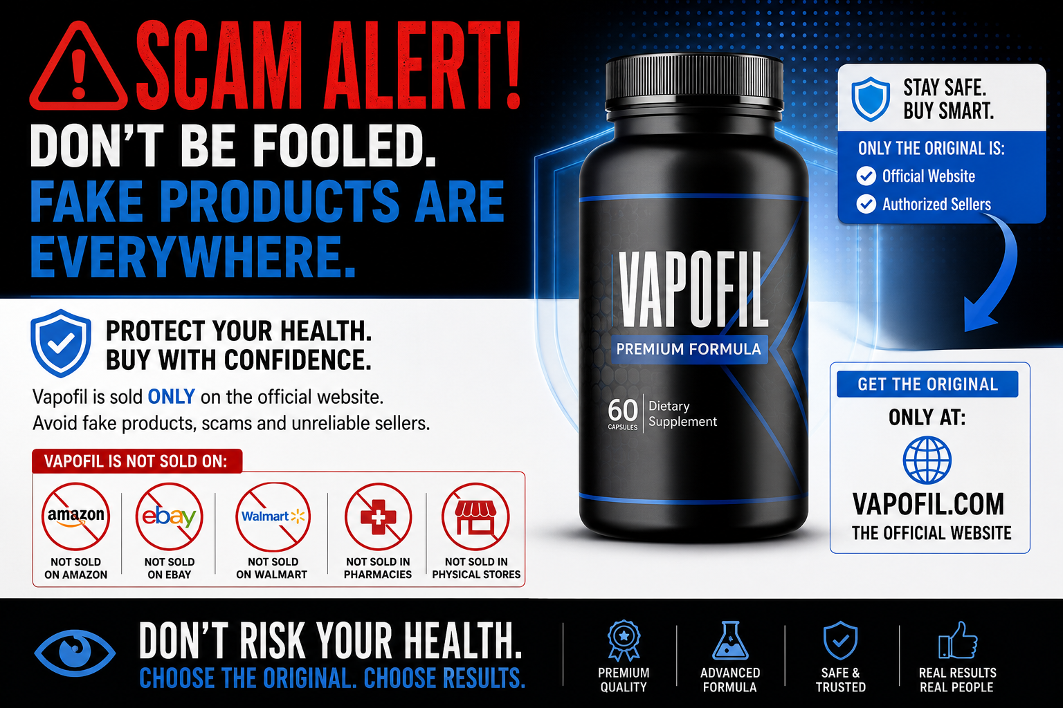 VapoFil scam alert banner